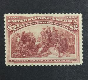 US #242 $2 COLUMBIAN UNUSED $525 LOT #8264