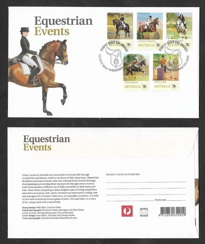 SE)2014 AUSTRALIA, SPORTS SERIES, EQUESTRIAN EVENTS, TRAINED HORSES, FDC