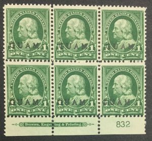 MOMEN: US STAMPS GUAM #1 PLATE BLOCK MINT OG H LOT #40154