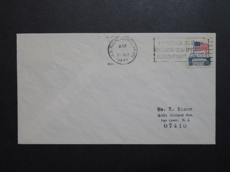 US 1972 Albuquerque Balloon Championship Slogan Cancel Cover - Z8793