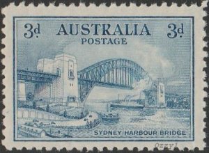 Australia #131 1932 3d Blue Sydney Harbour Bridge UNUSED-VF-OG-LHR