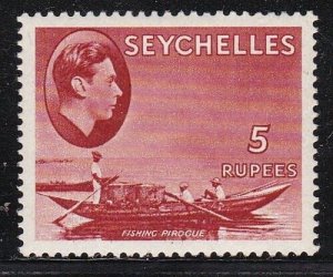 Álbum Tesoros Seychelles Scott #148 5r George VI Pirogue Timbre Nh