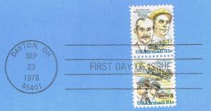 US #C82a Wright Brothers USPS Souvenir Page