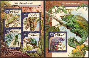 Djibouti 2016 Reptiles Lizards Chameleons sheet + S/S MNH