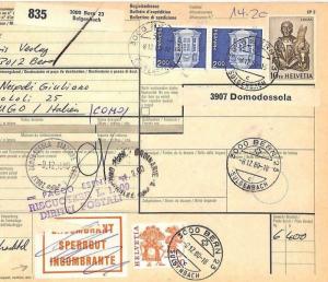 Switzerland SPERRGUT INGOMBRANTE Label Parcel Card 1980 Italy Postage Dues AX3