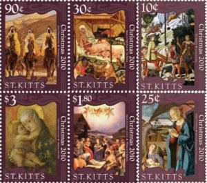 Saint Kitts 2010 - Christmas Art - Set of 6 Stamps - Scott #778-83 - MNH