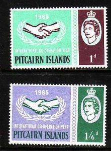 Pitcairn-Sc#54-5- id9- unused hinged set-Omnibus-Cooperation Year-1965-