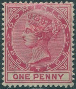 Dominica 1886 SG22 1d rose QV crown CA wmk MLH (amd)