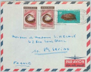 81029 - MADAGASCAR - POSTAL HISTORY -  COVER to FRANCE 1970 SHELLS Fire MINERALS