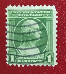 1932 US Sc 705 used 1 cent Washington Bicentennial Issue CV$.25 Lot 1698