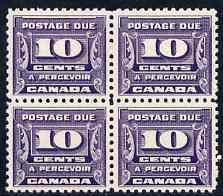 Canada 1933-34 Postage Due 10c violet block of 4 unmounte...