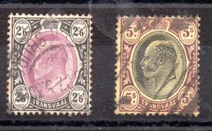 Transvaal 1902 2s 6d & 5/- P14.5 SG253-254 fine used WS2462