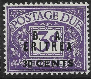 B.O.I.C.-ERITREA SGED9 1950 30c ON 3d VIOLET POSTAGE DUE MTD MINT