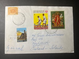 1974 Republic of Burundi Airmail Cover Ruanda to Reykjavik Iceland