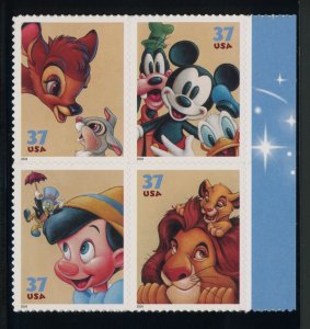 US Stamp #3865-3868 Art of Disney Friendship 37c - Block of 4 - MNH - CV $4.00