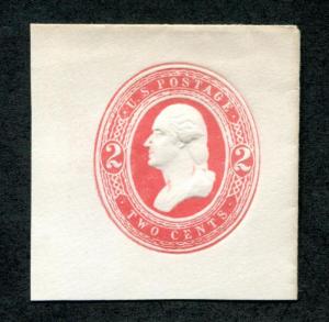 U.S. U240 Cut Square, 2c red on white, full corner, 3 1/2 links left 2