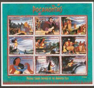 Guyana 1995 Walt Disney Pocahontas Cartoon Film Cinema Sc 2985 Sheetlet MNH #...