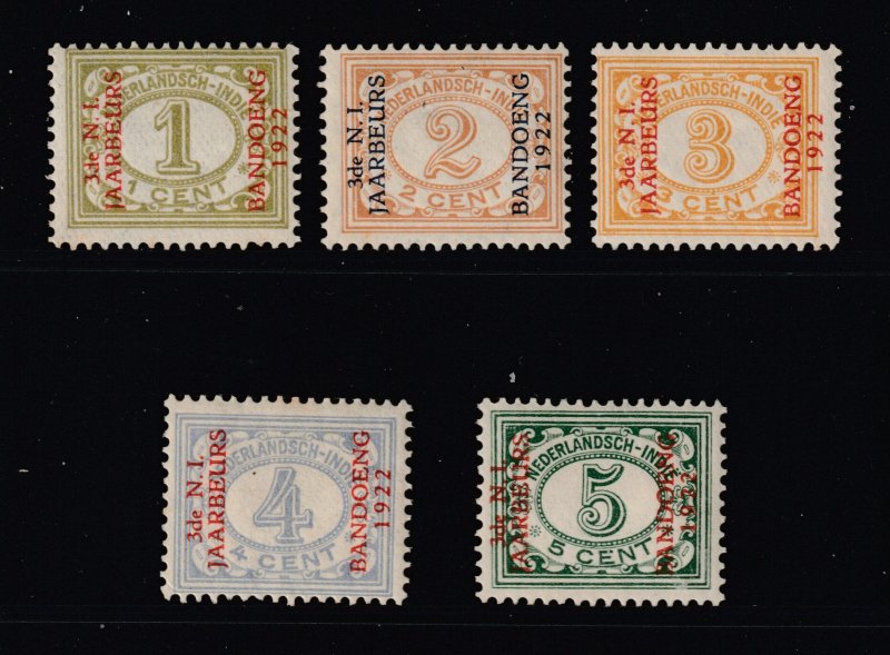 Netherlands Indies 5 MH from the 1922 overprint set