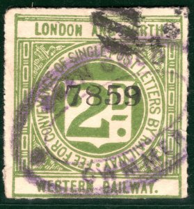 GB Wales LNWR RAILWAY Letter Stamp 2d Rare *CEFN COED CWMMER* Station Oval SBW23