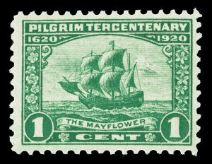Scott 548 1920 1c Pilgrim Tercentenary Issue Mint VF OG NH Cat $10