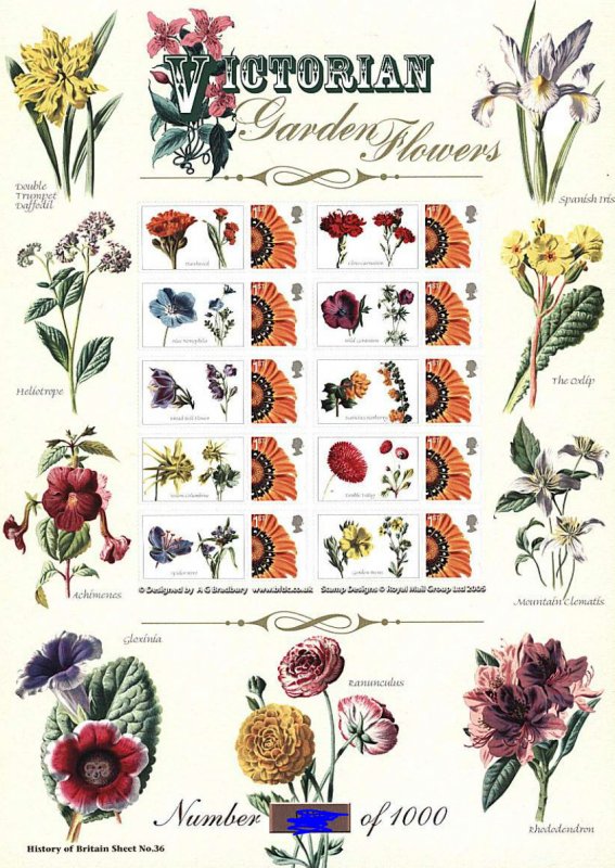 BC-208 History of Britain 36 2009 Victorian garden flowers no. 181 sheet U/M