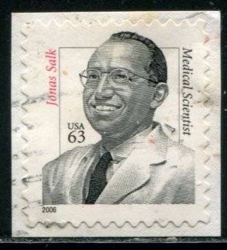 3428 US 63c Jonas Salk SA, used on paper