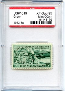 US SCOTT #1019 MINT-XF-SUP-OG-NH GRADED 95 PSE ENCAPSULATED SMQ $40 (7/30/24 GP)