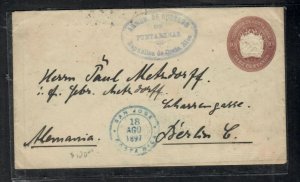 COSTA RICA COVER (P0508B)  1897 10C ARMS PSE PUNTARENAS TO BERLIN, GERMANY 