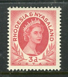 NYASALAND; 1954 early QEII issue fine Mint hinged 3d. value