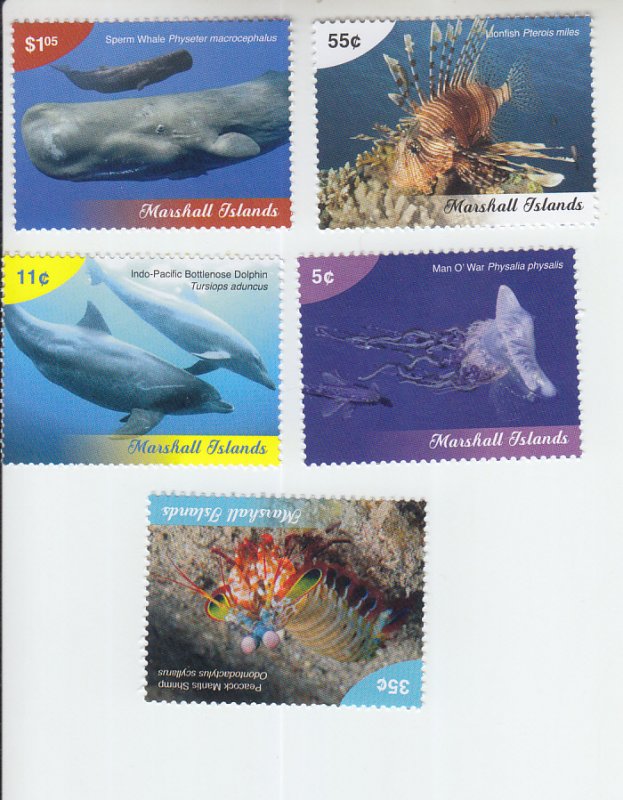 2019 Marshall Is Marine Life (5) (Scott 1229-33) MNH