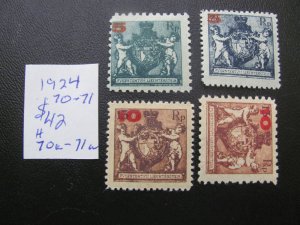 LIECHTENSTEIN 1924 HINGED SC 70-1 & 70a-71a VF $42 (178)