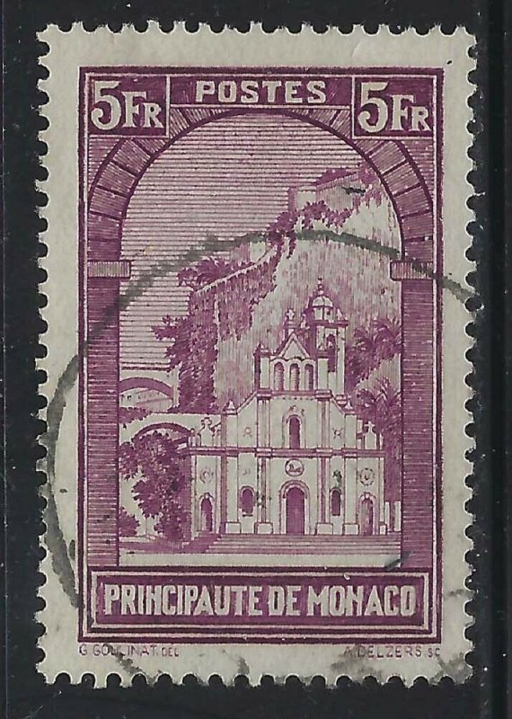 Monaco 1932 5F Violet Church of St Devote Sc# 128 used