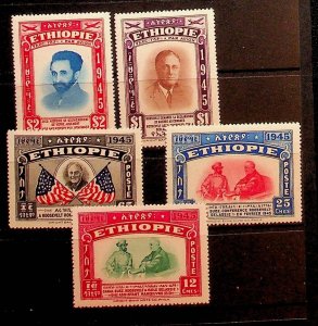 ETHIOPIA Sc 278-80,C21-2 NH ISSUE OF 1947 - ROOSEVELT