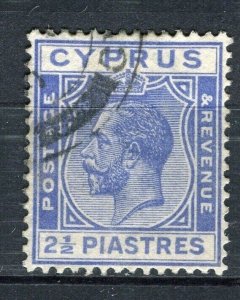 CYPRUS; 1925 early GV issue fine used 2.5Pi. value