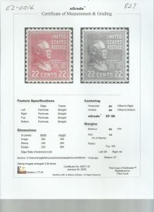 # 827 MINT NEVER HINGED ( MNH ) GROVER CLEVELAND XF+