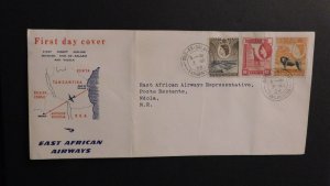 1956 First Day Cover FDC Dar Es Salam Tanganyika Ndola KUT East African Airways