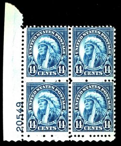 U.S. #695 MINT PL# BLOCK OF 4 OG NH