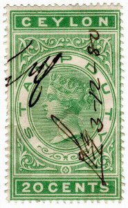 (I.B) Ceylon Revenue : Stamp Duty 20c 