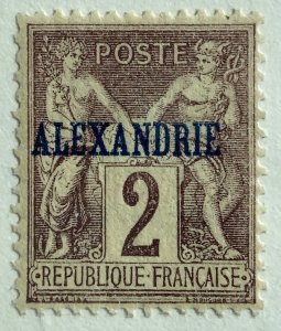 AlexStamps FRENCH OFFICES IN EGYPT - ALEXANDRIA #2 XF Mint 