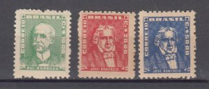 J38851, jlstamps, 1954-60 brazil with hv of set mh #799-801 famous people