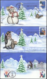 #2799-2802 Christmas Designs Peterman FDC Set