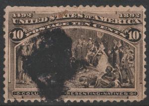 SC#237 10¢ Columbus Presenting Natives (1893) Used/Faults