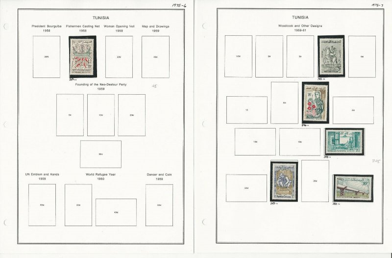 Tunisia Stamp Collection on 16 Steiner Pages, 1902-1979, JFZ 