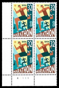 PCBstamps   US #3067 PB $1.28(4x32c)Marathon, (B1111), MNH, (3)