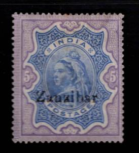 Zanzibar Scott 16 MH* 1895 Queen Victoria perf tips toned at collectorsl mark