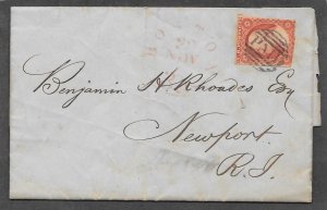 10A Used, 3c. Wash.,  Folded letter,Boston PAID Cancel,  FREE INSURED SHIPPING