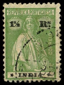 PORTUGUESE INDIA Sc 375K USED - 1921 1½r - Ceres, Ordinary paper - Perf 12 x 11½