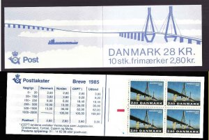 Denmark-Sc#776-complete booklet-unused NHpane of 10 -Faro Bridges-19