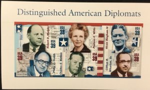 4076  Distinguished American Diplomats  MNH Souvenir sheet of 6   FV $2.34  2006