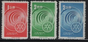 CHINA, (3) SET, 1438-1440, NO GUM AS ISSUED, MNH, 1965, Rotary emblem